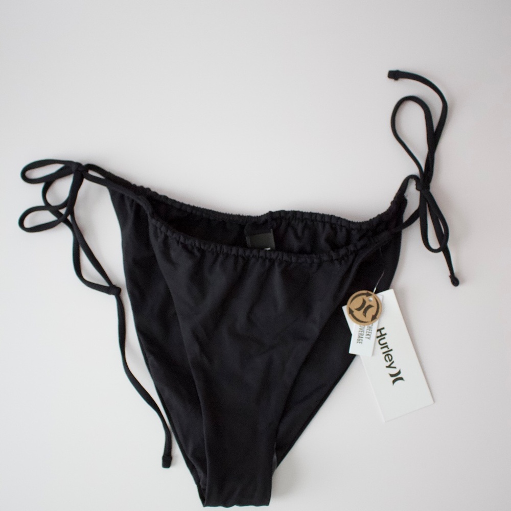 Hurley Bikini Swim Bottom Slider Tie Side Cheeky Black M